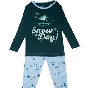 N12-Kickee Pants, 4Y, l/s bamboo 2 pc pj, Snow Day
